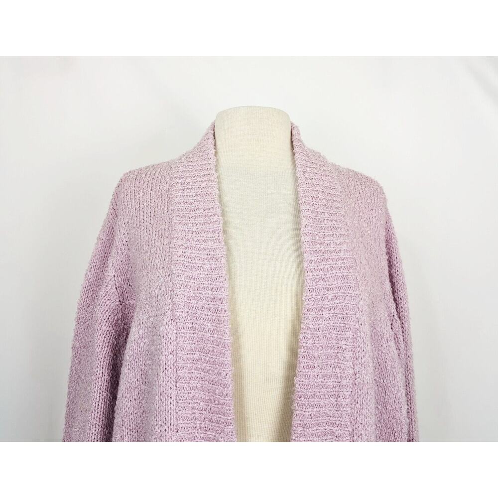 Vintage 80s Cardigan Oversize Lavender Purple Nubby Open Front Women's Size L - Picture 2 of 7